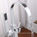 Floor Mounted Tub Shower Faucets with Hand Sprayer Single Handle Free Standing Bathtub Shower Mixer Taps